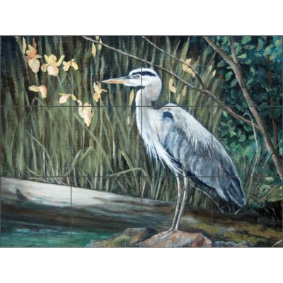 Tile Mural Backsplash Hughbanks Ceramic Heron Wildlife Bird Lodge Art DHA004   112475874167
